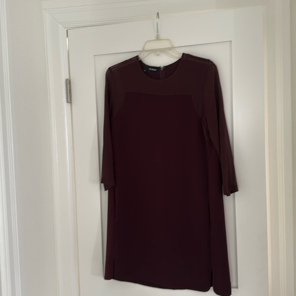 The Kooples burgundy short dress w/ long sleeves + sheer detailing (eu sizing)